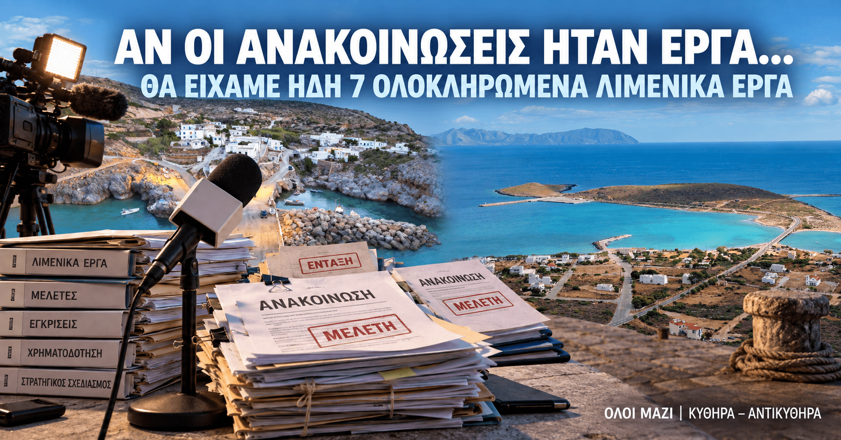 ΑΝ ΟΙ ΑΝΑΚΟΙΝΩΣΕΙΣ ΗΤΑΝ ΕΡΓΑ, ΘΑ ΕΙΧΑΜΕ ΗΔΗ ΕΠΤΑ ΟΛΟΚΛΗΡΩΜΕΝΑ ΛΙΜΕΝΙΚΑ ΕΡΓΑ